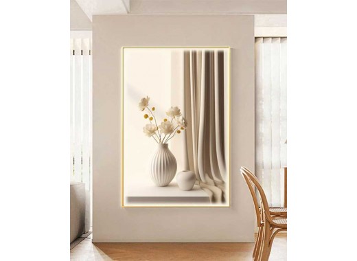 Gold Frame 80*120 Cm Vase Flower Crytsall Porsalein Painting 